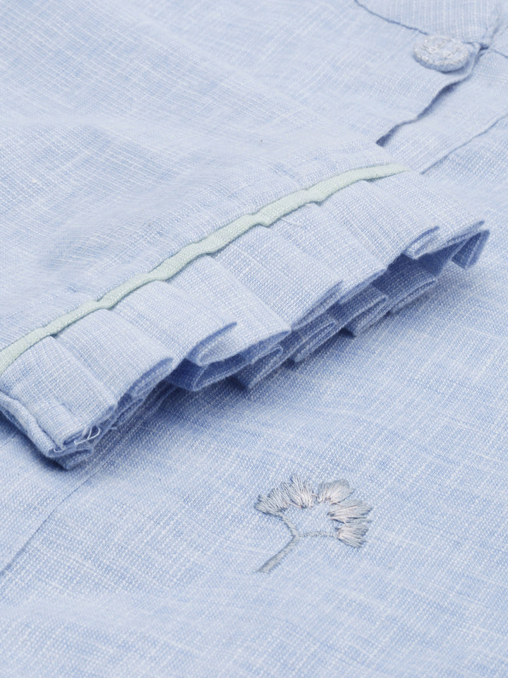 Neerus Blue Embroidered Straight Kurta