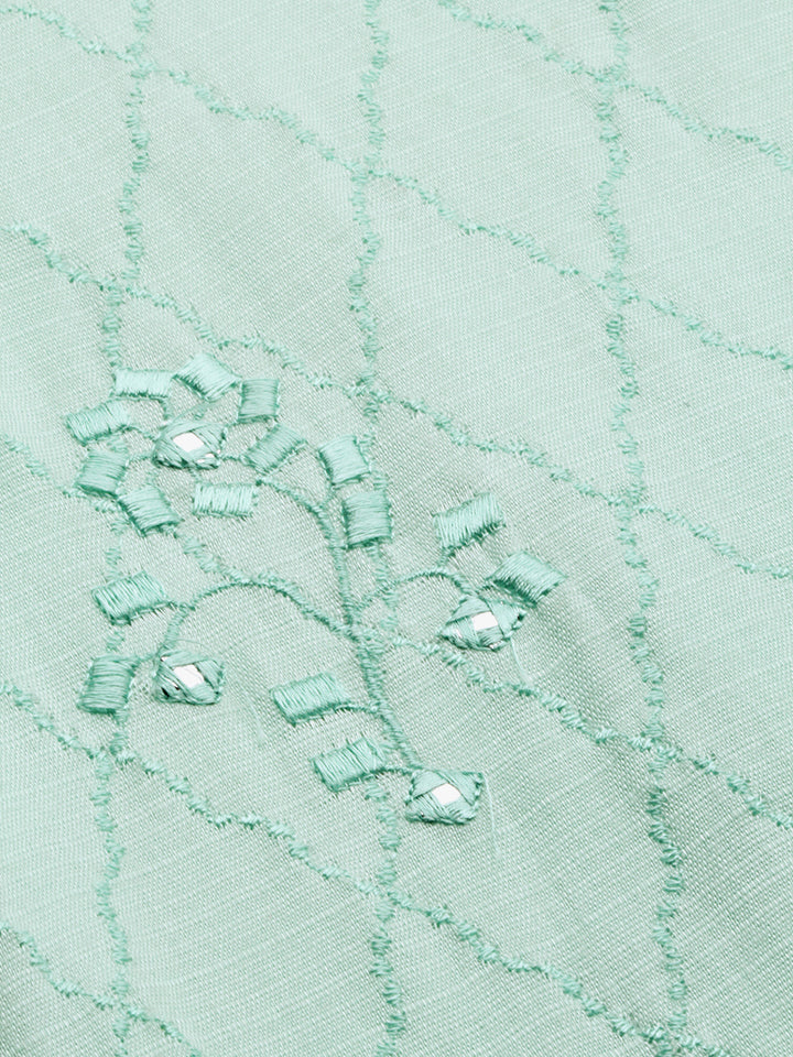 Neerus Green Embroidered Straight Kurta