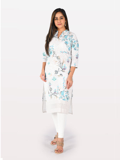 Neeru's Ivory Embroidered Straight Kurta