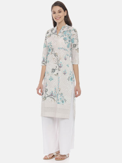 Neeru's Ivory Embroidered Straight Kurta