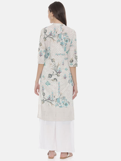 Neeru's Ivory Embroidered Straight Kurta
