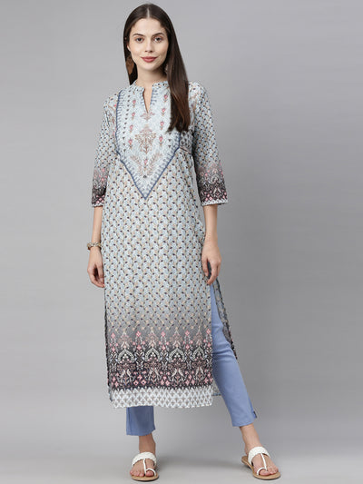 Neeru'S Blue Color, Chiken Fabric Tunic