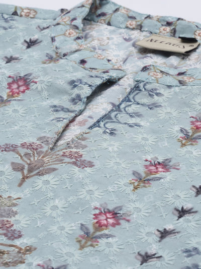 Neeru'S Blue Color, Chiken Fabric Tunic