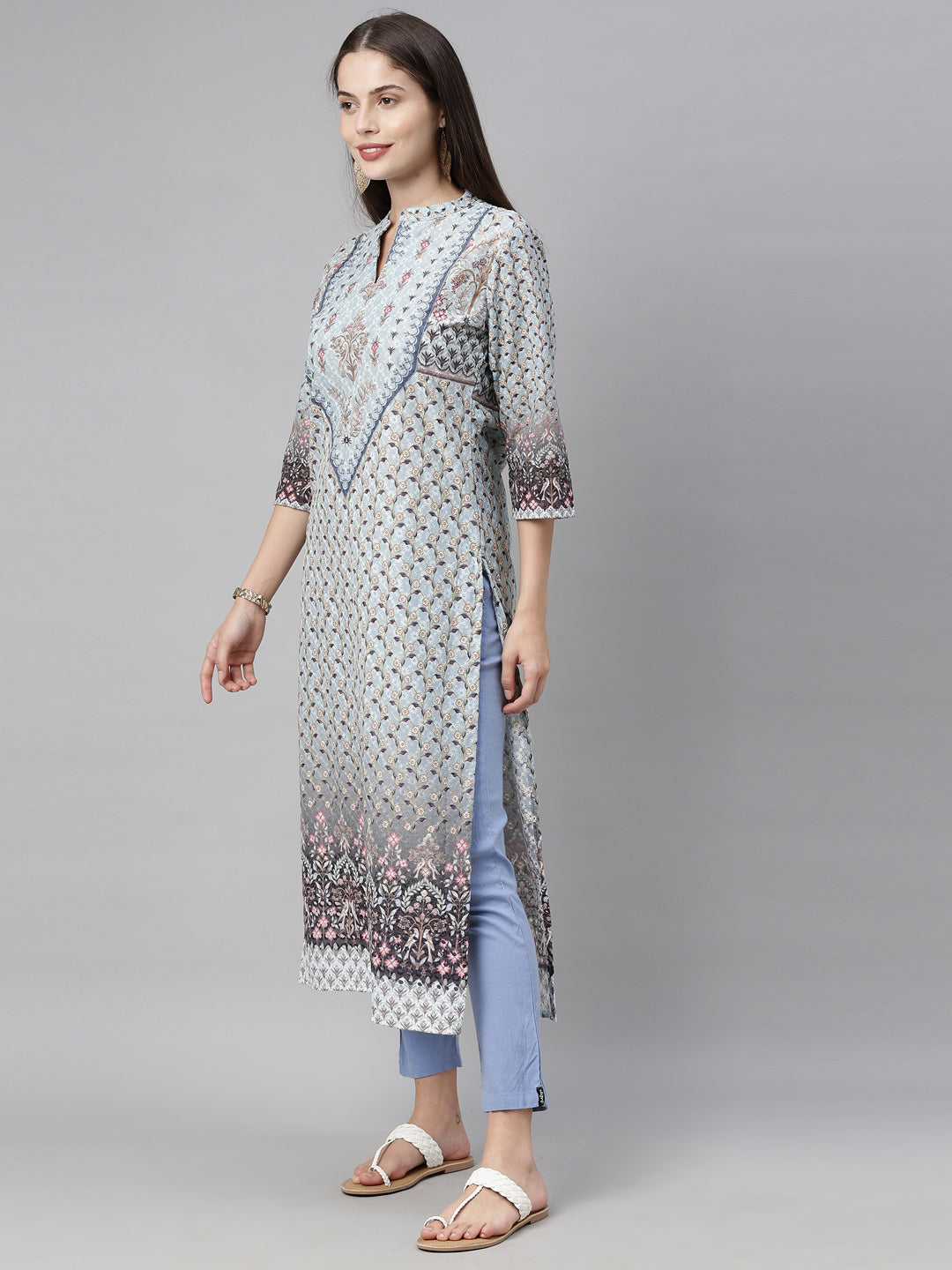 Neeru'S Blue Color, Chiken Fabric Tunic