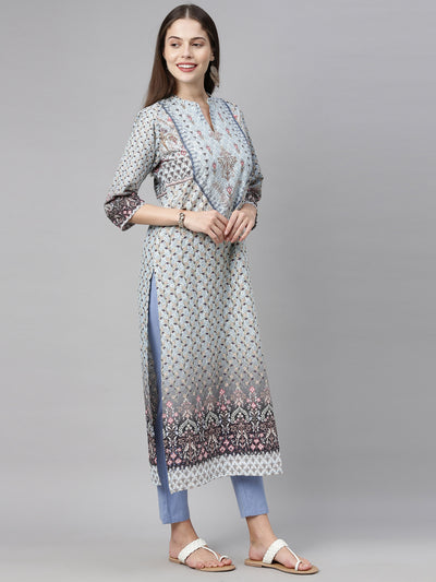 Neeru'S Blue Color, Chiken Fabric Tunic