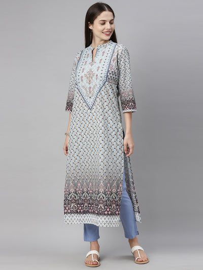 Neeru'S Blue Color, Chiken Fabric Tunic