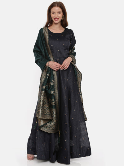 Neeru's D Gray Color Banaras Fabric Full Sleeves Suit-Anarkali