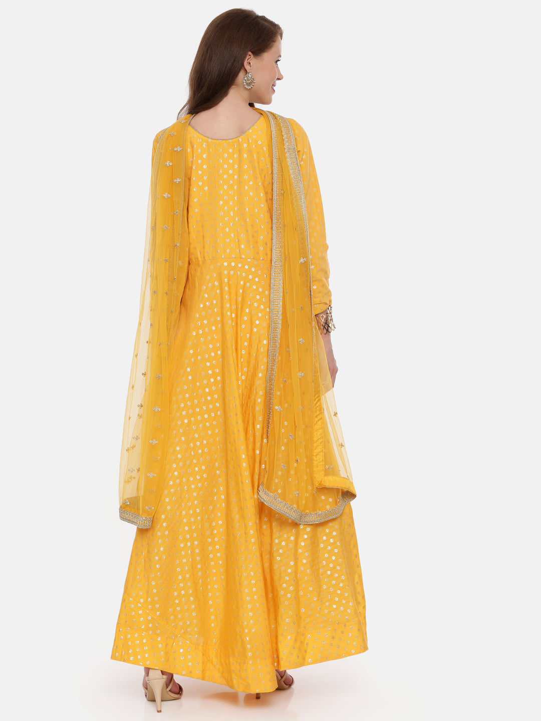 Neeru's Yellow Embellished Anarkali Kurta