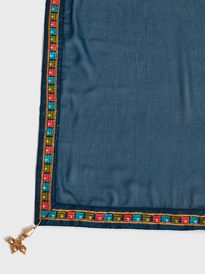 Neeru's Blue Embellished Kurta With Sharara & Dupatta