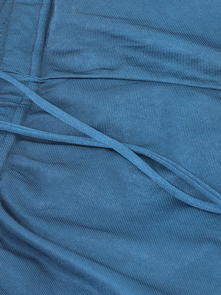 Neerus Blue Chanderi printed suit set - detail view 2