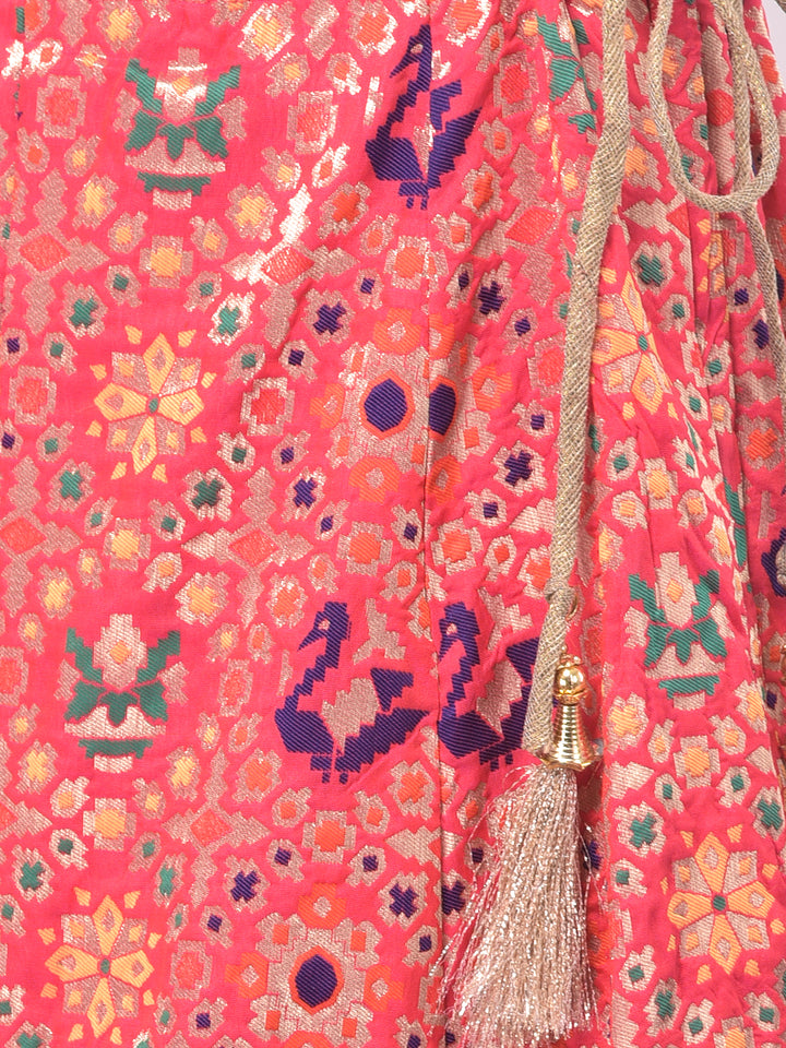 Neerus Pink Banarasi woven lehenga set - detail view 2