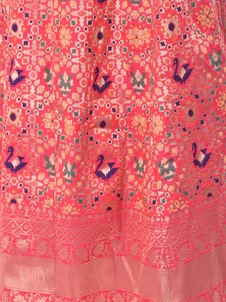 Neerus Pink Banarasi woven lehenga set - detail view 3