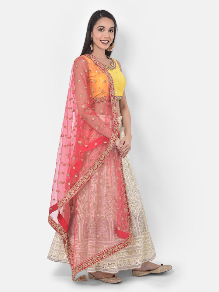Neerus Beige Color Nett Fabric Ghagra Set