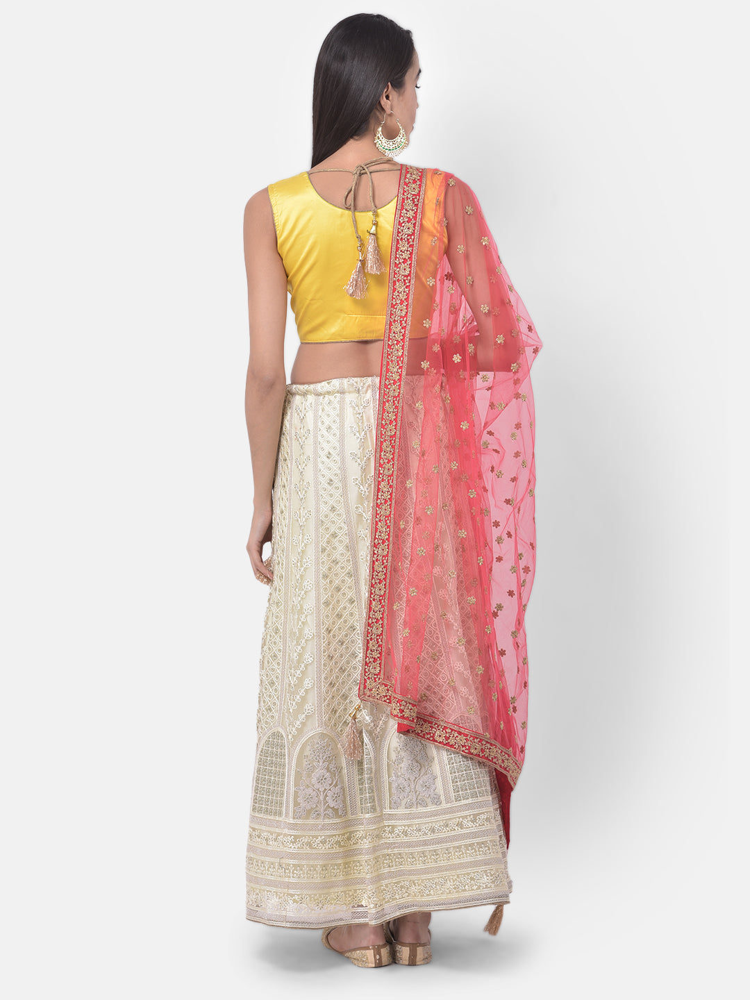 Neeru'S Beige Color Nett Fabric Ghagra Set