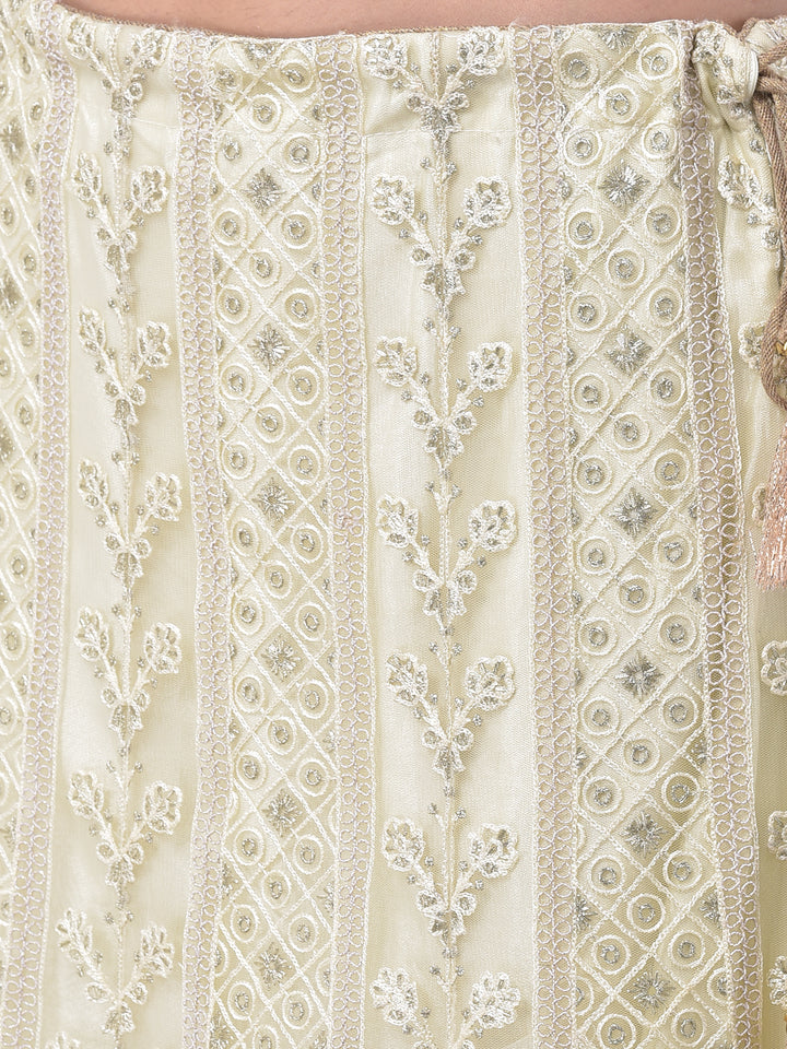 Neerus Beige Color Nett Fabric Ghagra Set