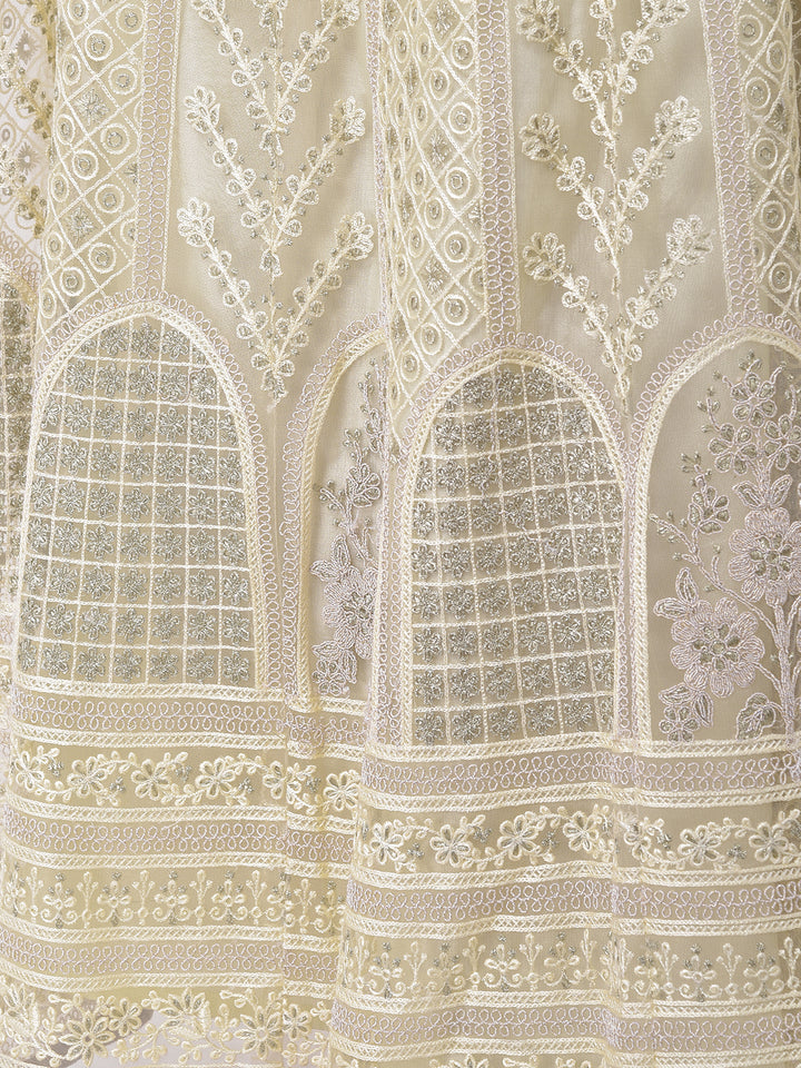 Neerus Beige Color Nett Fabric Ghagra Set