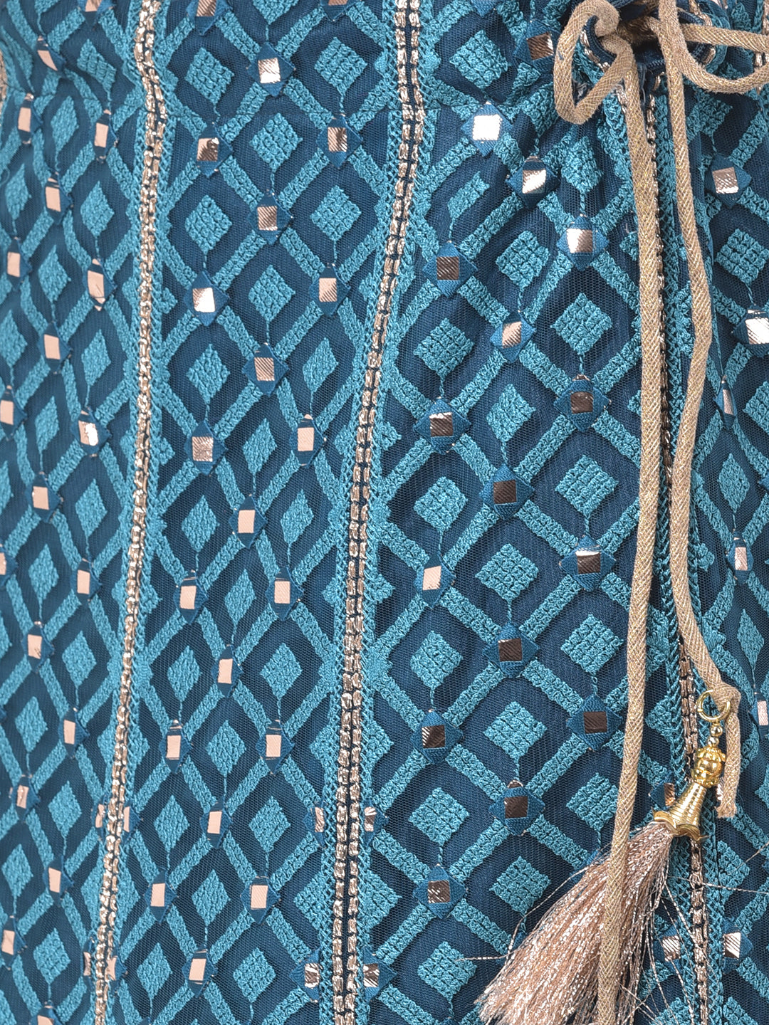 Neeru'S Peacock Color Nett Fabric Ghagra Set