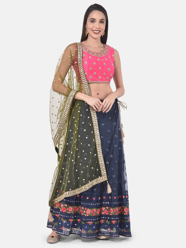 Neerus Blue net embellished lehenga set - detail view 6