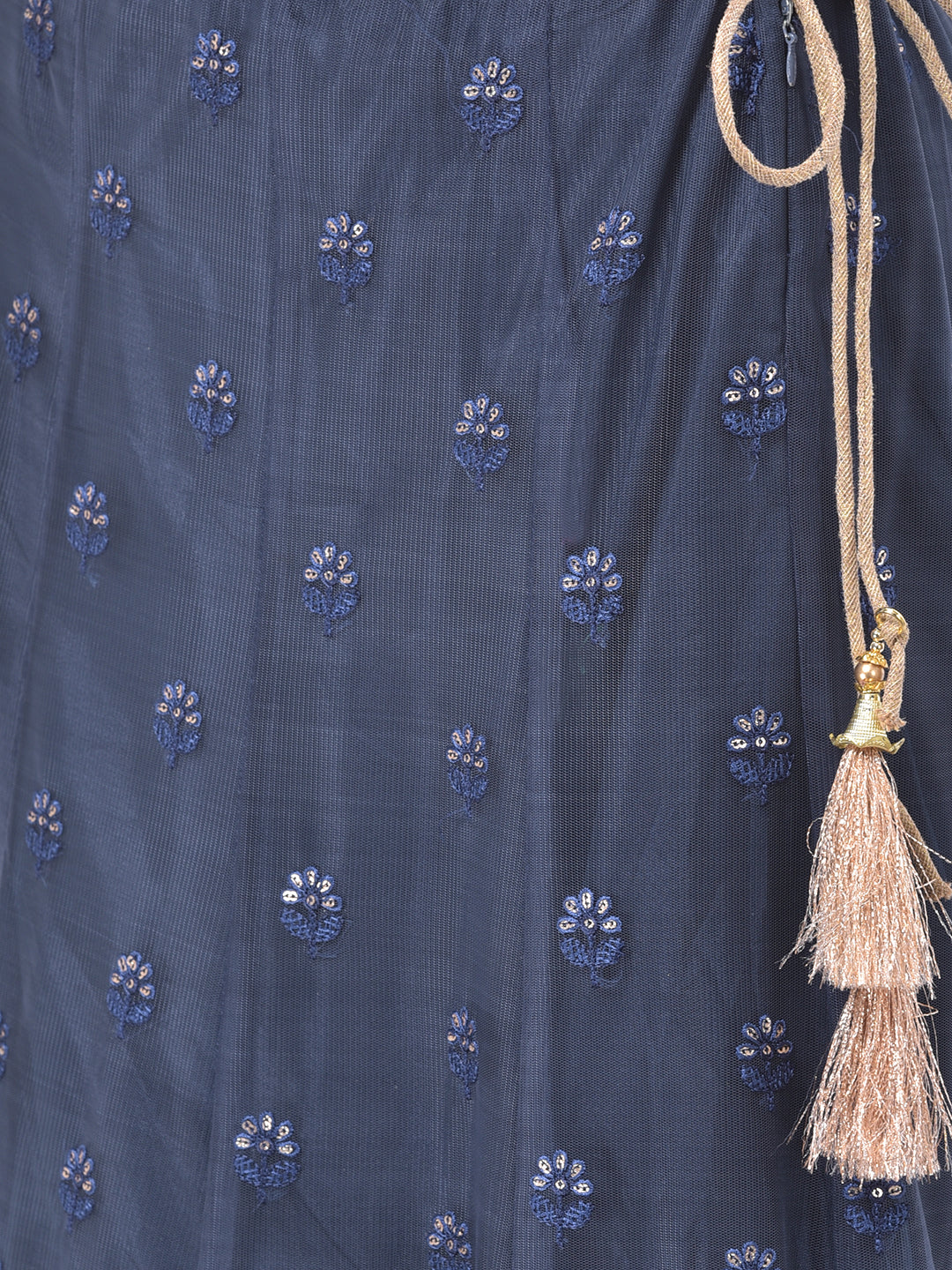Neerus Blue net embellished lehenga set - detail view 2