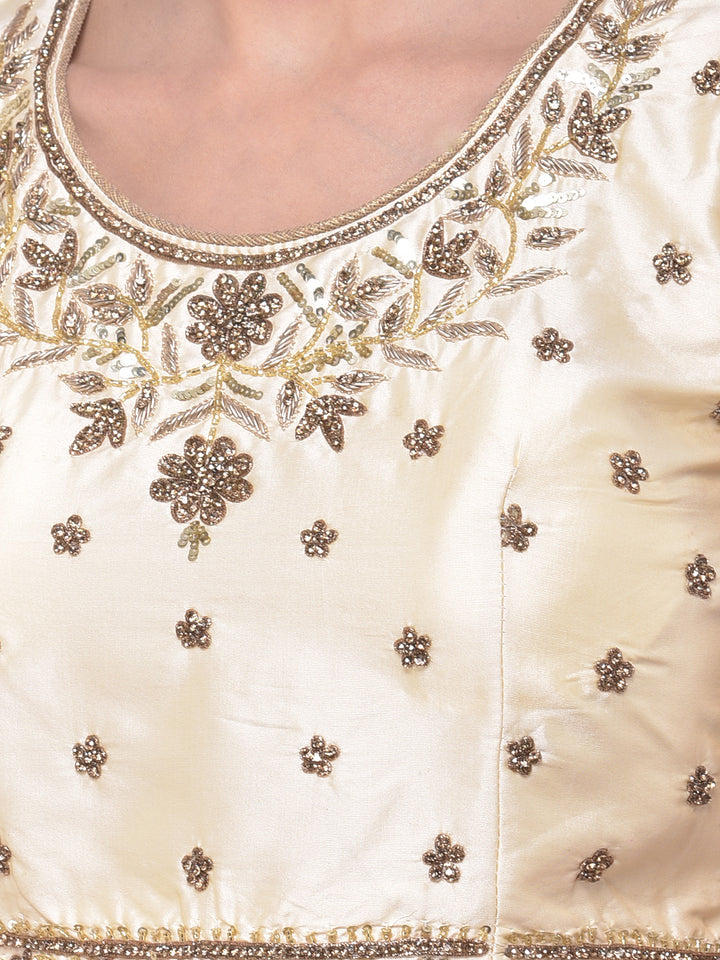 Neerus Orange net embellished lehenga set - detail view 1