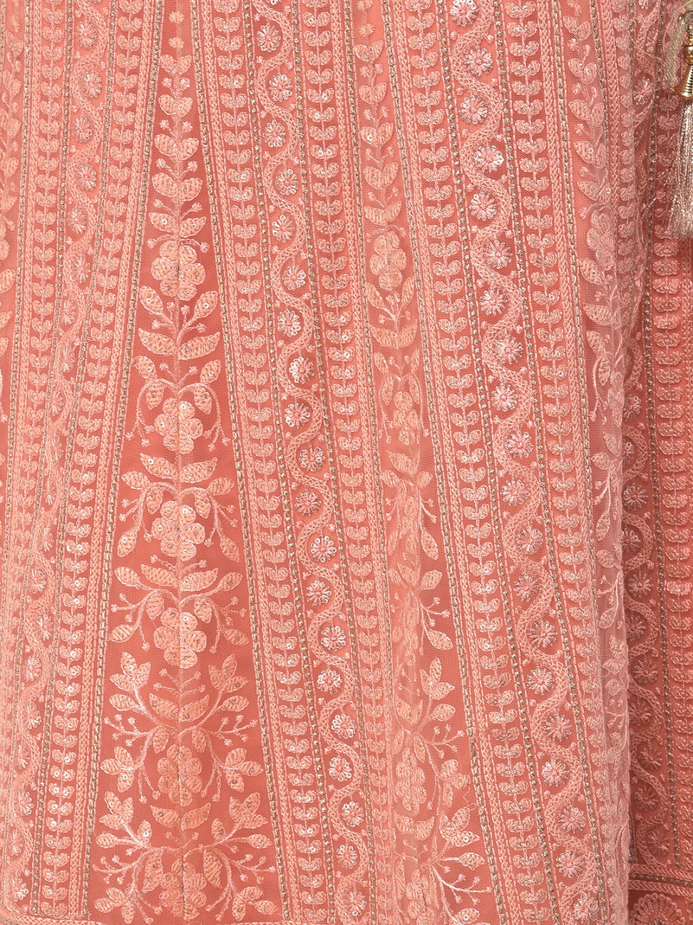 Neeru's Peach Color Nett Fabric Ghagra Set