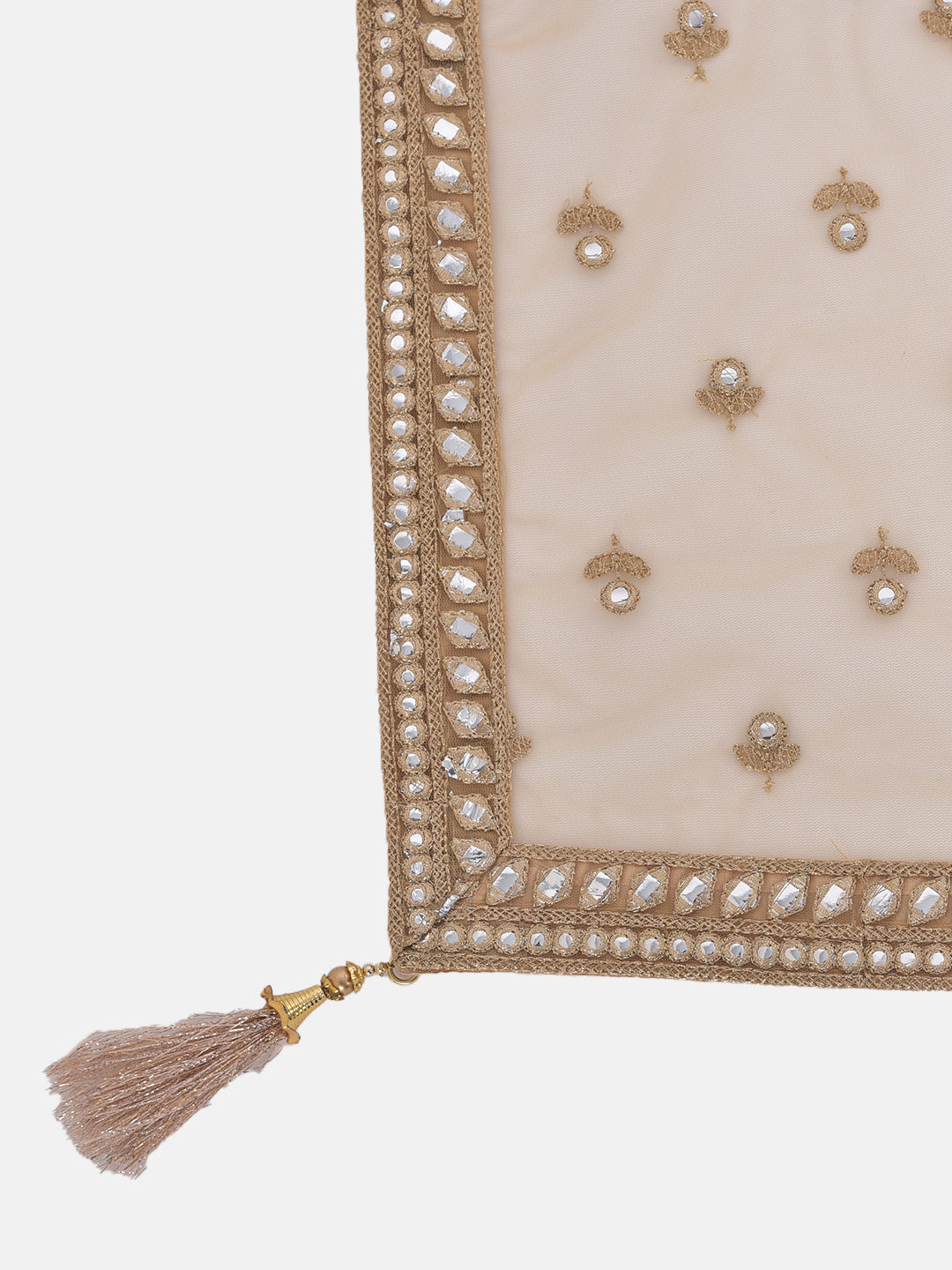 Neerus Orange net embellished lehenga set - detail view 3