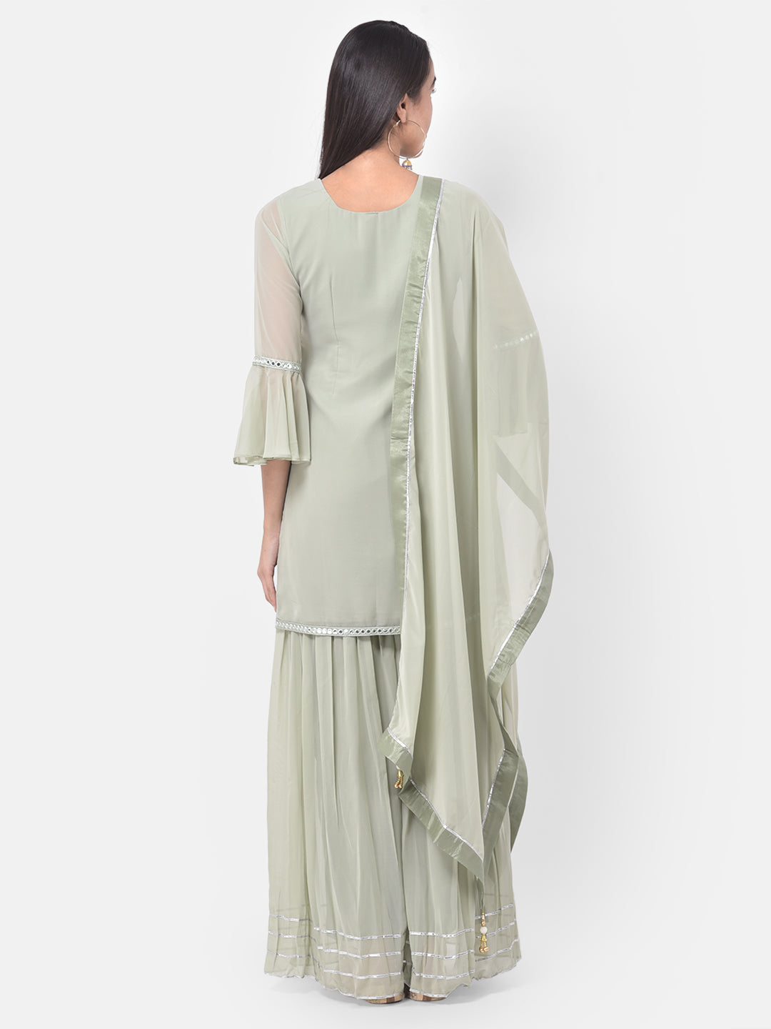 Neerus Green Color Georgette Fabric Suit-Gharara