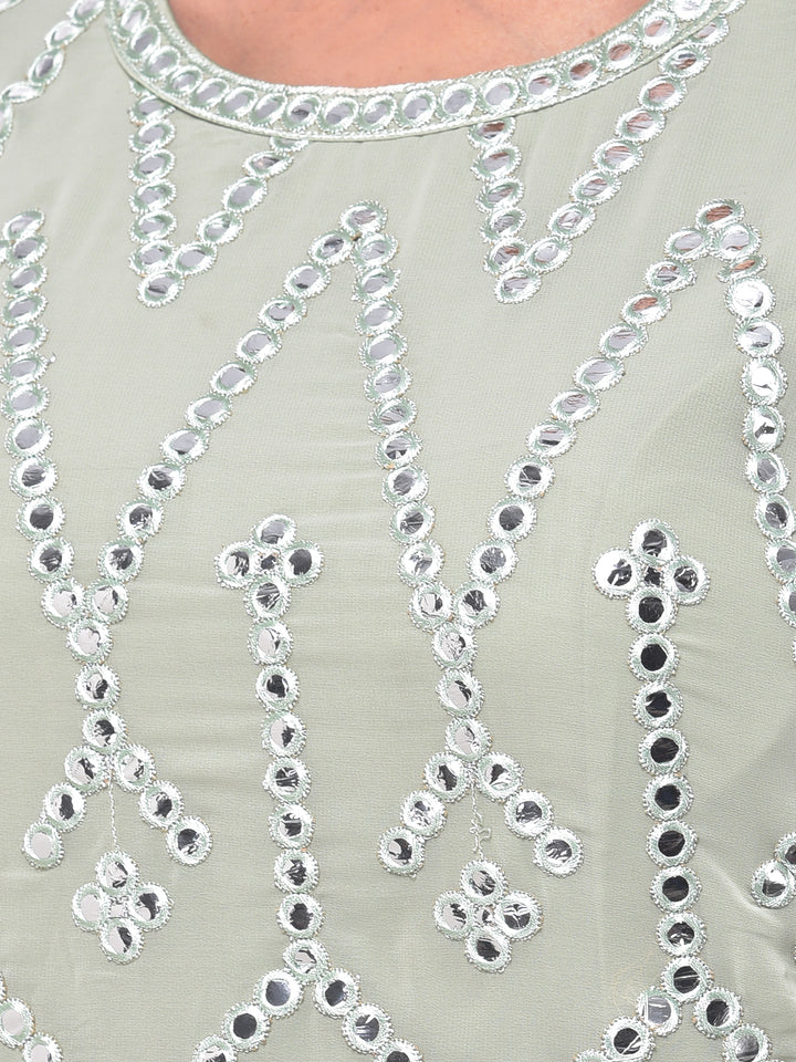 Neerus Green Color Georgette Fabric Suit-Gharara