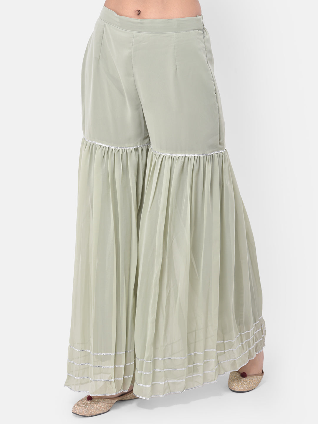 Neerus Green Color Georgette Fabric Suit-Gharara