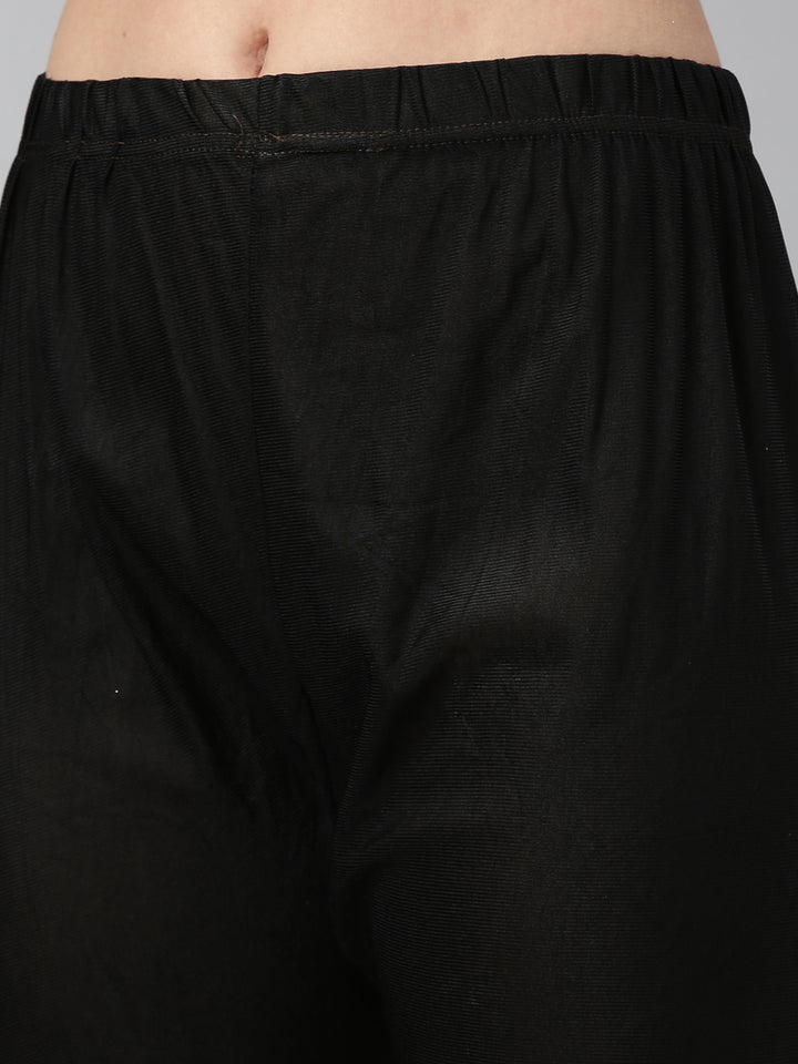 Neerus Black Color Dupion Silk Fabric Readymade Suits