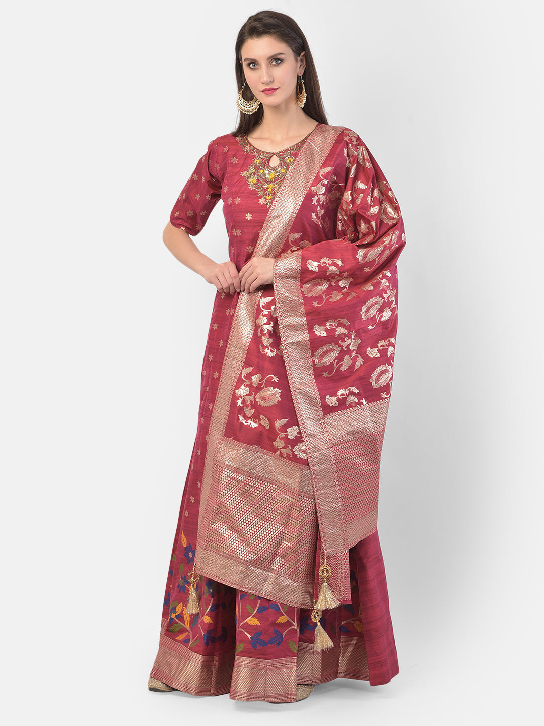 Neerus Rani Color Silk Fabric Suit-Anarkali