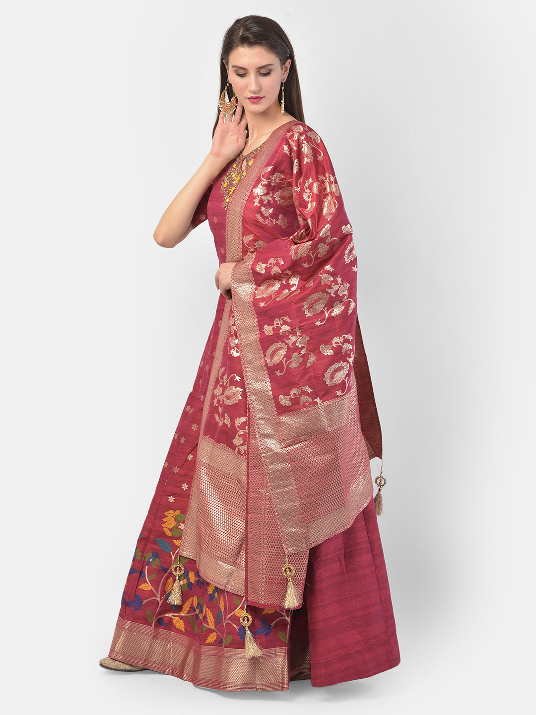 Neerus Rani Color Silk Fabric Suit-Anarkali