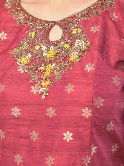 Neeru's Rani Color Silk Fabric Suit-Anarkali