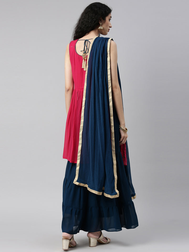 Neerus Pink georgette kurta set - detail view 4