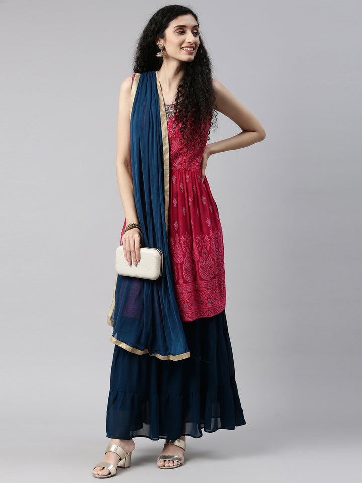 Neerus Pink georgette kurta set - detail view 5