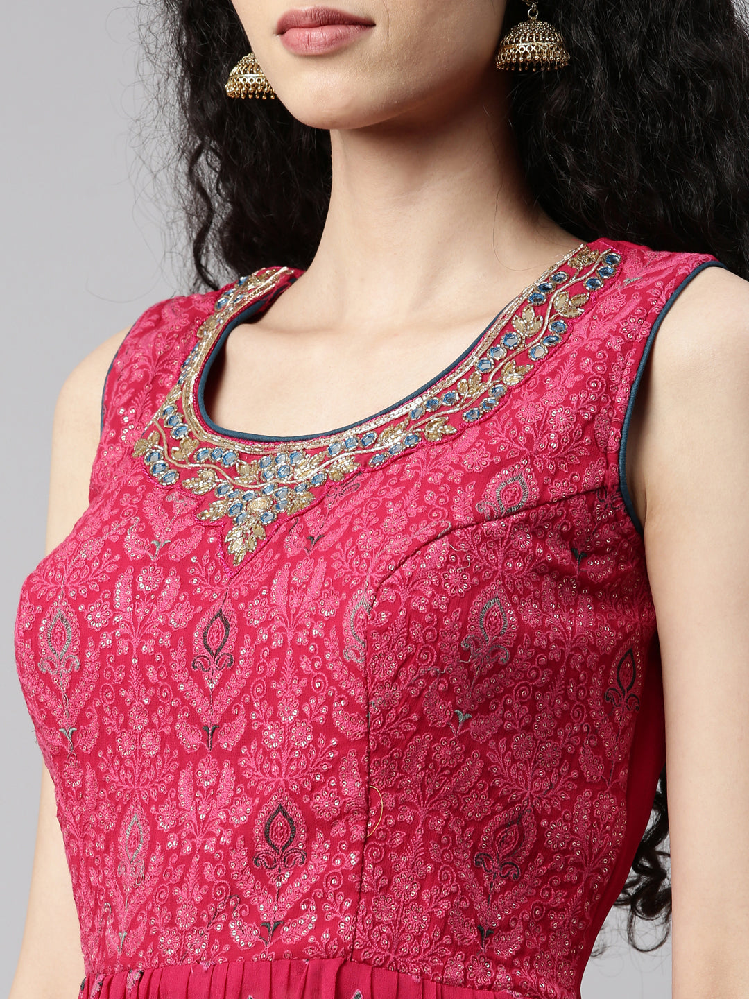 Neerus Pink georgette kurta set - detail view 6