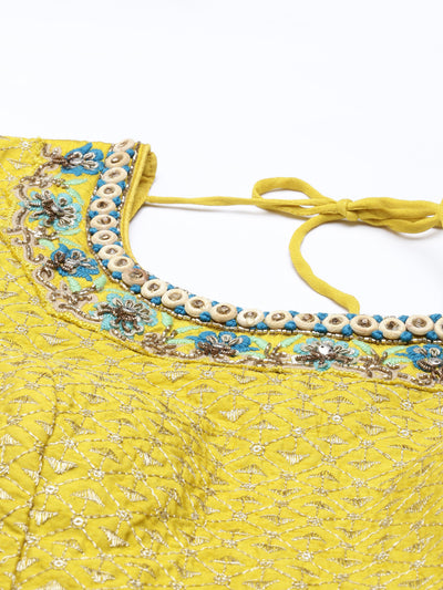 Neeru'S mustard color, georgette fabric kurta set