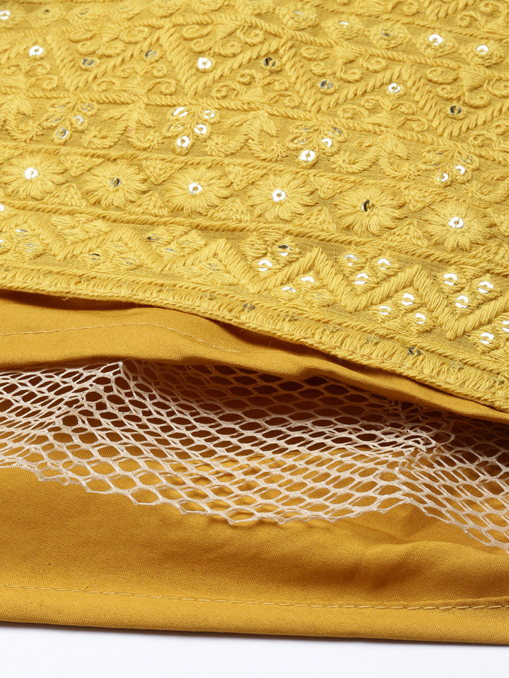 Neerus Mustard Color Georgette Fabric Gown