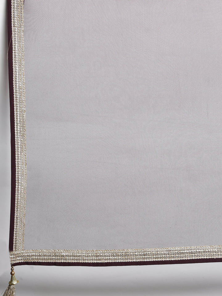 Neerus Maroon silk kurta set - detail view 6