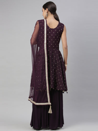 Neeru's Wine Color Silk Fabric Kurta Set