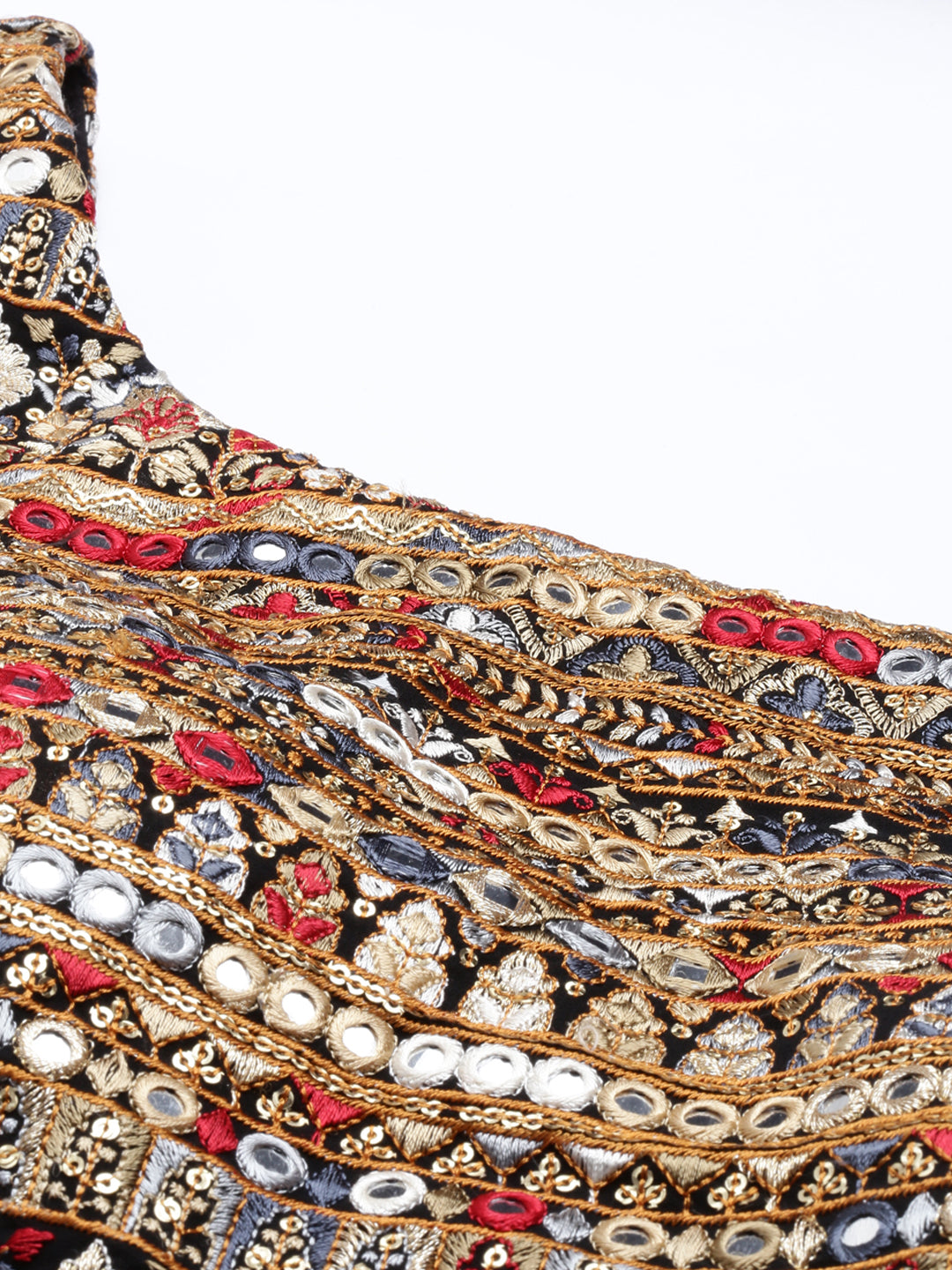 Neerus Black Color Georgette Fabric Kurta Set