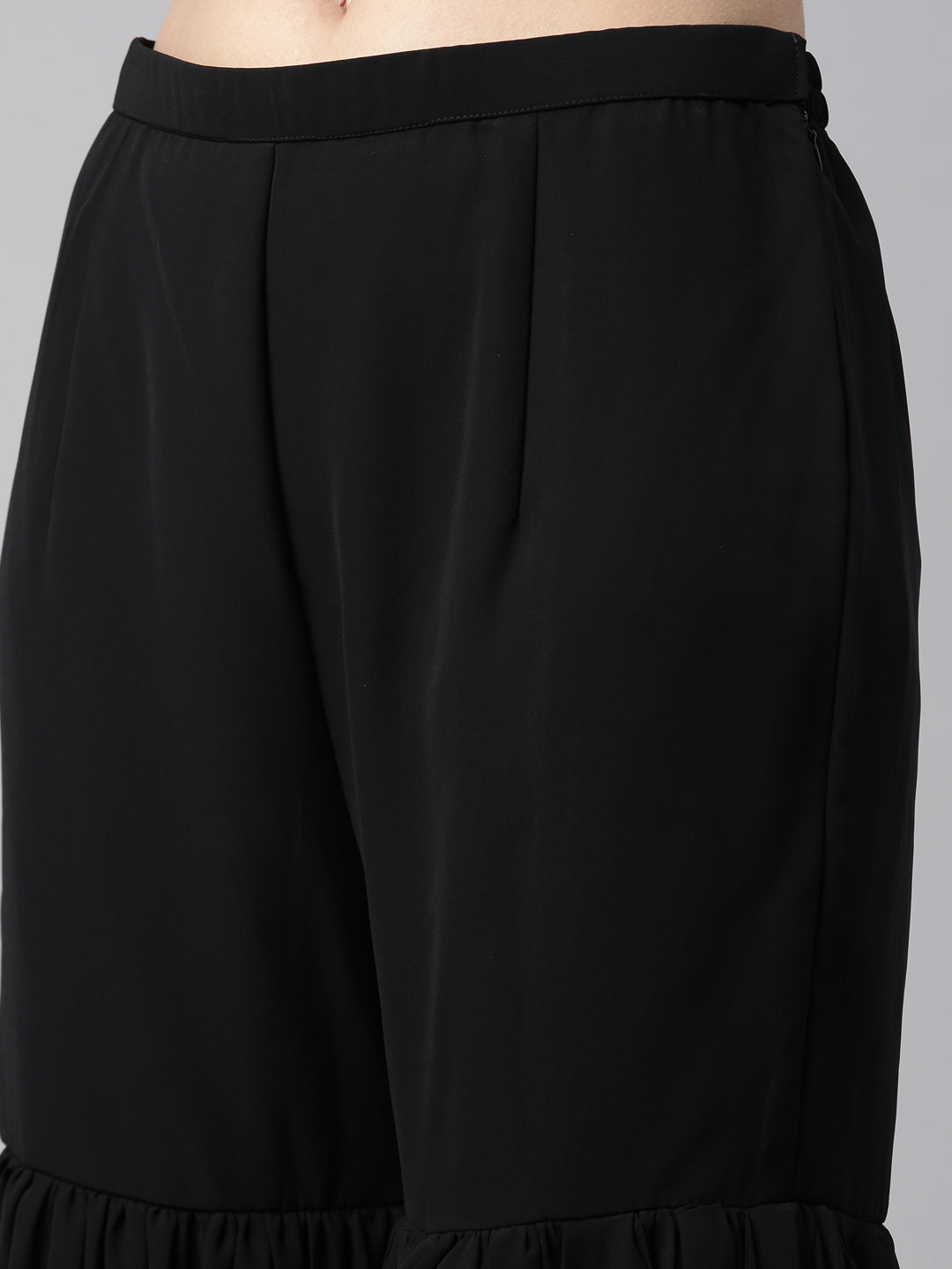 Neerus Black Color Georgette Fabric Kurta Set