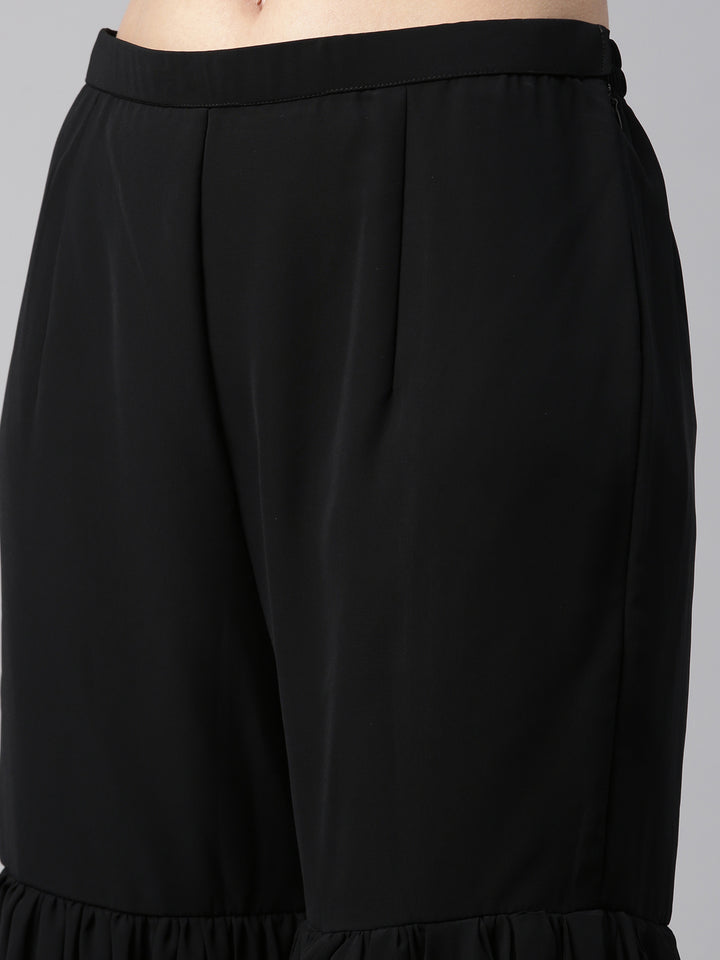 Neerus Black Color Georgette Fabric Kurta Set