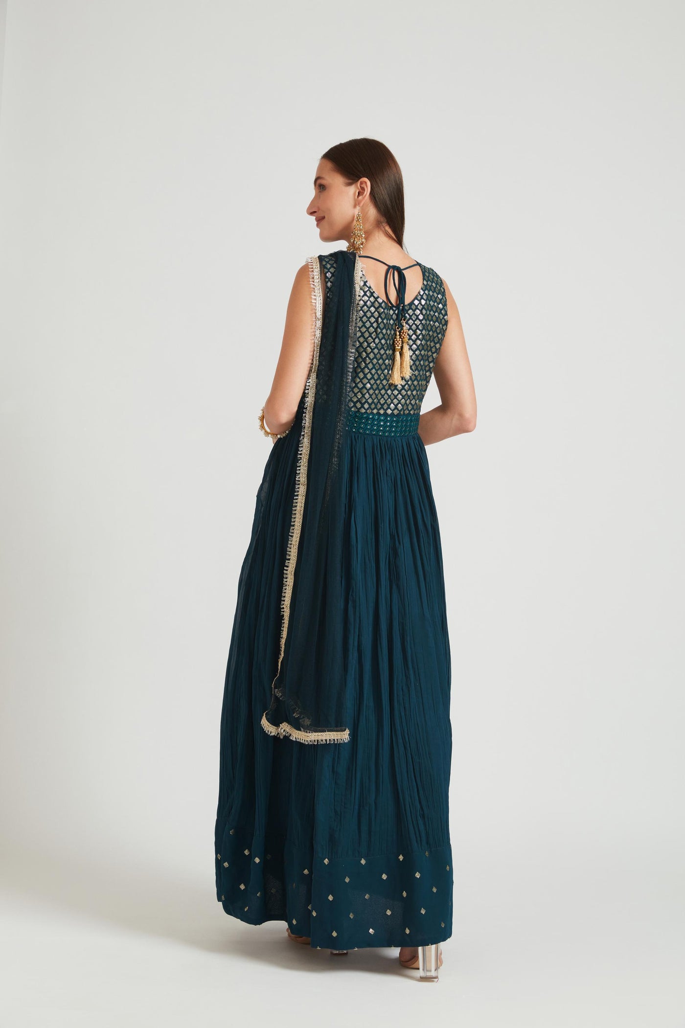 Neeru's Peacock Color Georgette Fabric Salwar Kameez