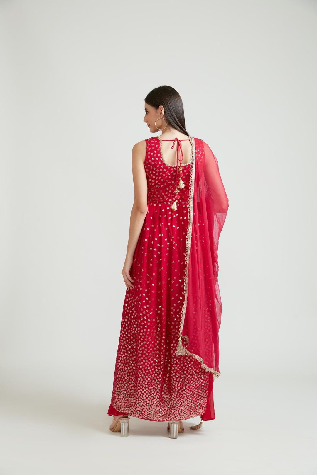 Neerus Rani Color Georgette Fabric Plazzo Suit Set