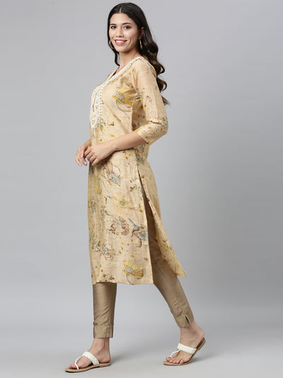 Neeru'S BEIGE color, SILK fabric Kurta
