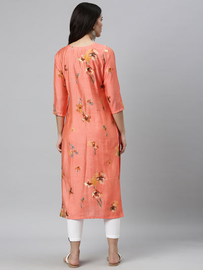 Neeru'S CARROT color, SILK fabric Kurta