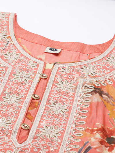 Neeru'S CARROT color, SILK fabric Kurta