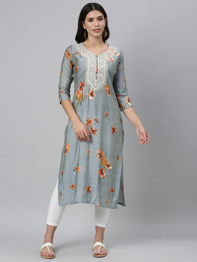 Neeru'S GREY color, SILK fabric Kurta