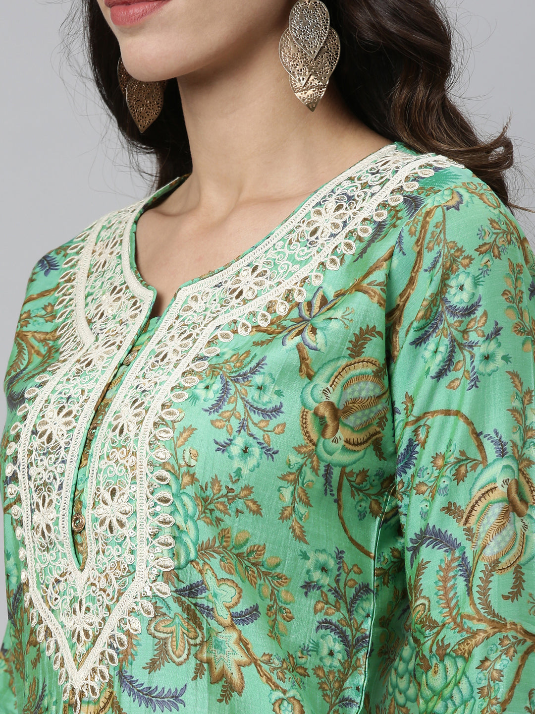 Neeru's Rama Color Silk Fabric Kurta